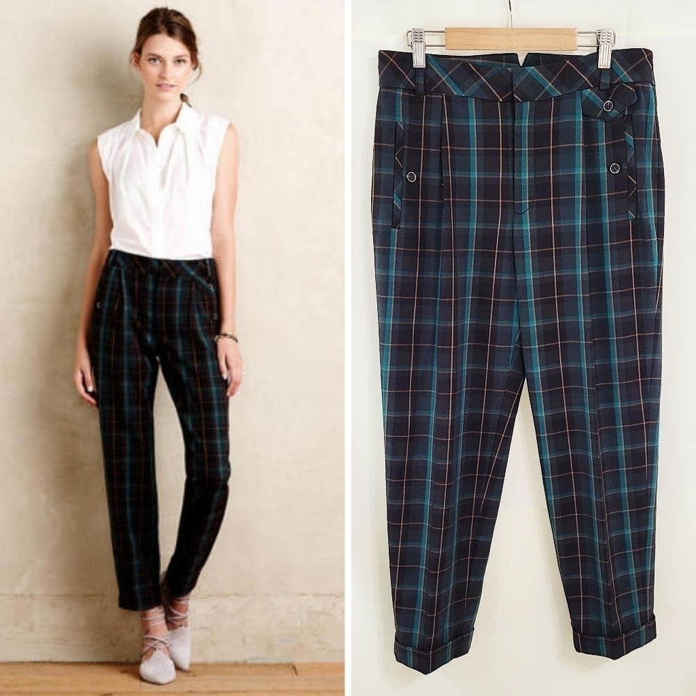 Anthropologie Cartonnier Kames plaid trousers size 4